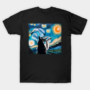 Siberian Huskies Starry Night Tee Triumph for Siberian Dog Admirers T-Shirt